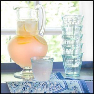 NIB CARAVAN Home Bistro Glassware - Set of 6 Color Blue Retail Price $78.00